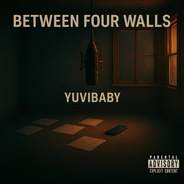 Between Four Walls single cover: an empty room with a microphone at the window.